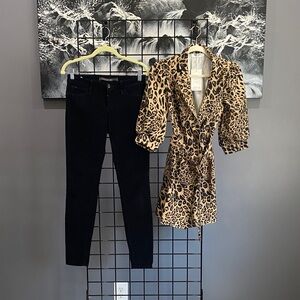Joes jeans skinny cords with NEW leopard blazer.